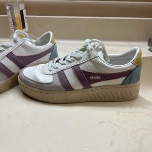 Gola Grandslam Trident Sneakers in White / Lily / Lemon